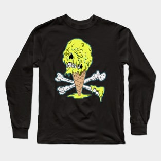 Dripping Melting Ice Cream Skull Long Sleeve T-Shirt